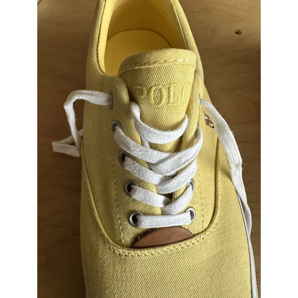 Polo Ralph Lauren Thorton Men’s 9.5D Yellow Washed Twill Canvas Sneakers